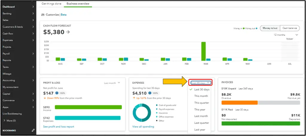 The Best Productivity Apps for Entrepreneurs and Freelancers in 2025 8 Quickbook dashboard